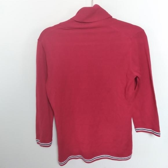 Tommy Hilfiger Red Three Quarter Sleeve Turtleneck Sweater Size Small - Picture 2 of 8
